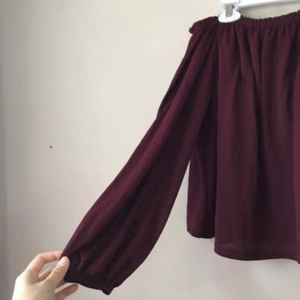 Bershka Maroon Off the Shoulder Top